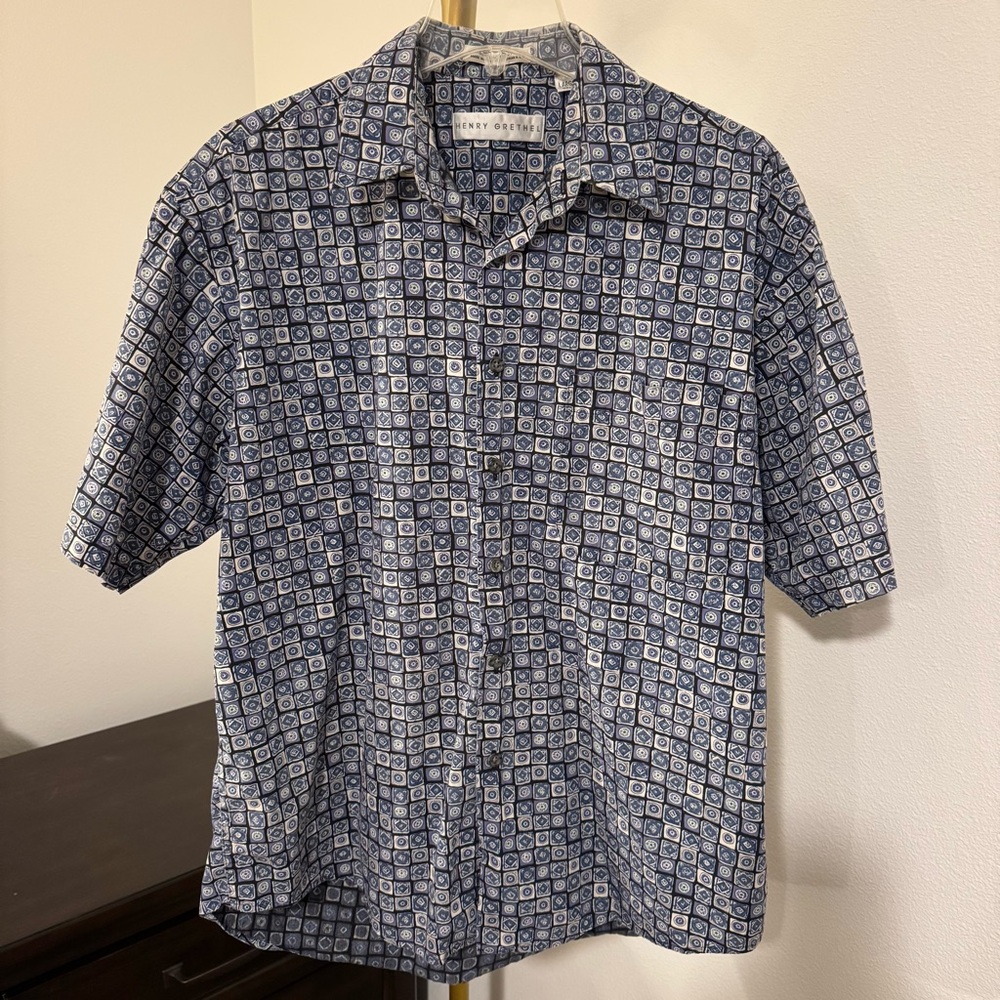 Vintage Henry Grethel Cotton Short Sleeve Button Down - Size Large